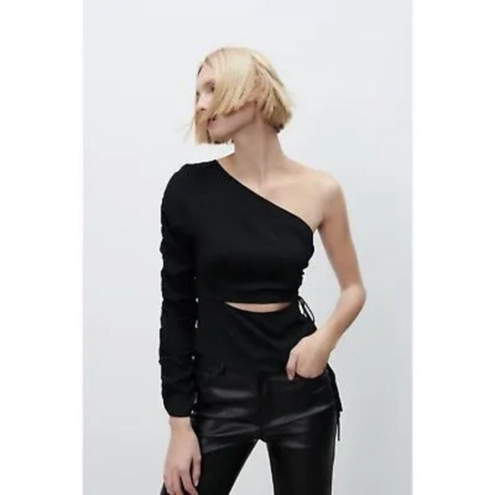 NWT Zara One‎ Shoulder Ruched Top S
